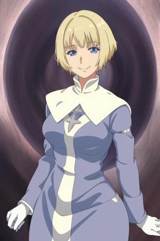 Orsola, short blonde hair, solo, smiling, cowboy shot,
blue habit ,white gloves, long sleeves, nun, long skirt,
(insanely detailed, beautiful detailed face,beautiful detailed eyes, masterpiece, best quality)