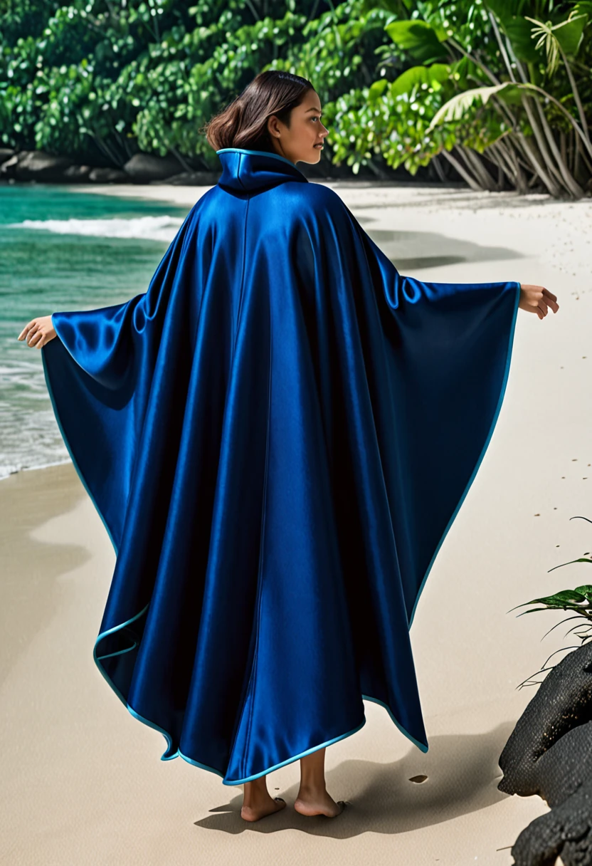 a deep blue cape based off of a manta ray