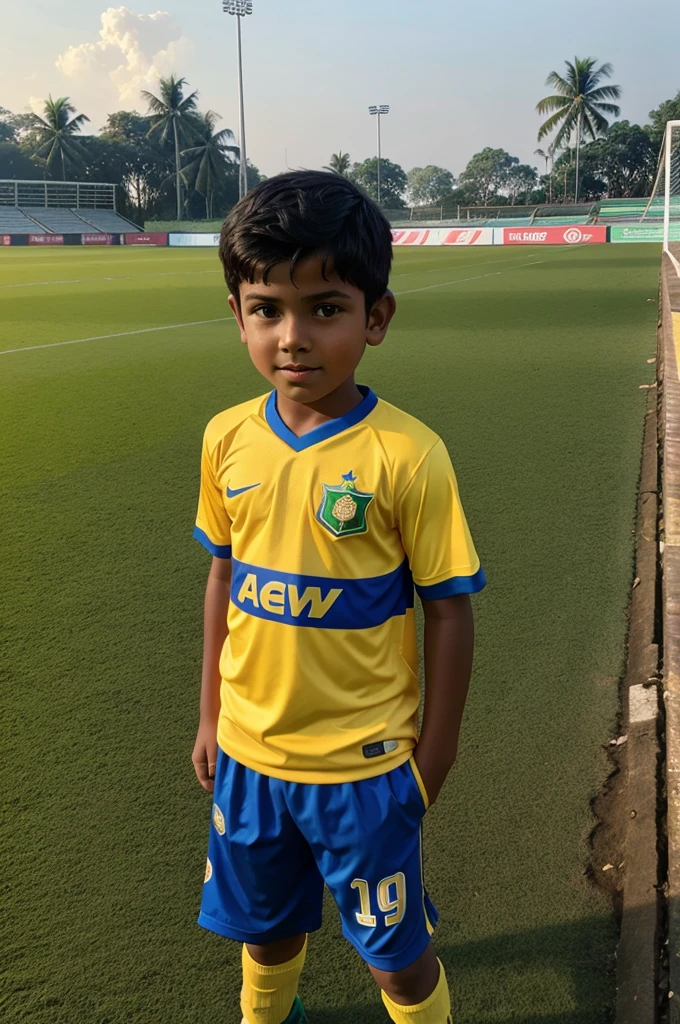 Young boy playing Kerala football ground 