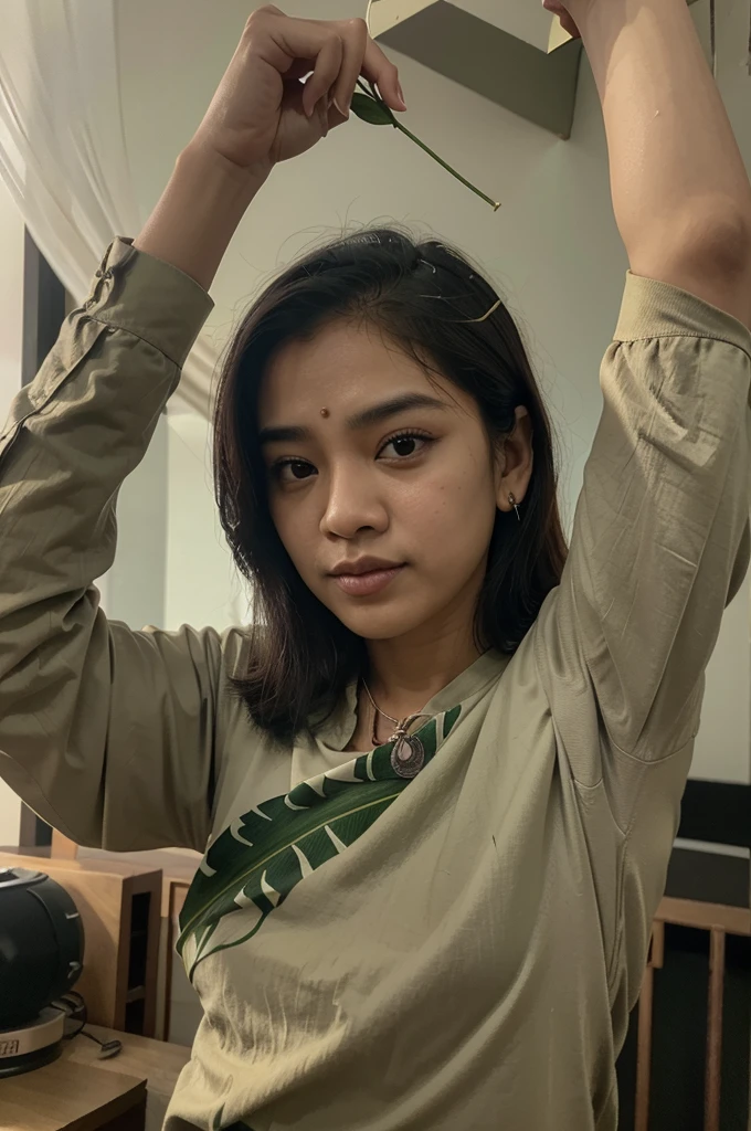 Ciptakan daun usang dimana ada tulisan "Andrianto" dalam gaya huruf grunge terbuat dari lubang bobrok, daun kering, pegangan, lubang lihat matahari terbenam, realistik, sinematik, detail tinggi 