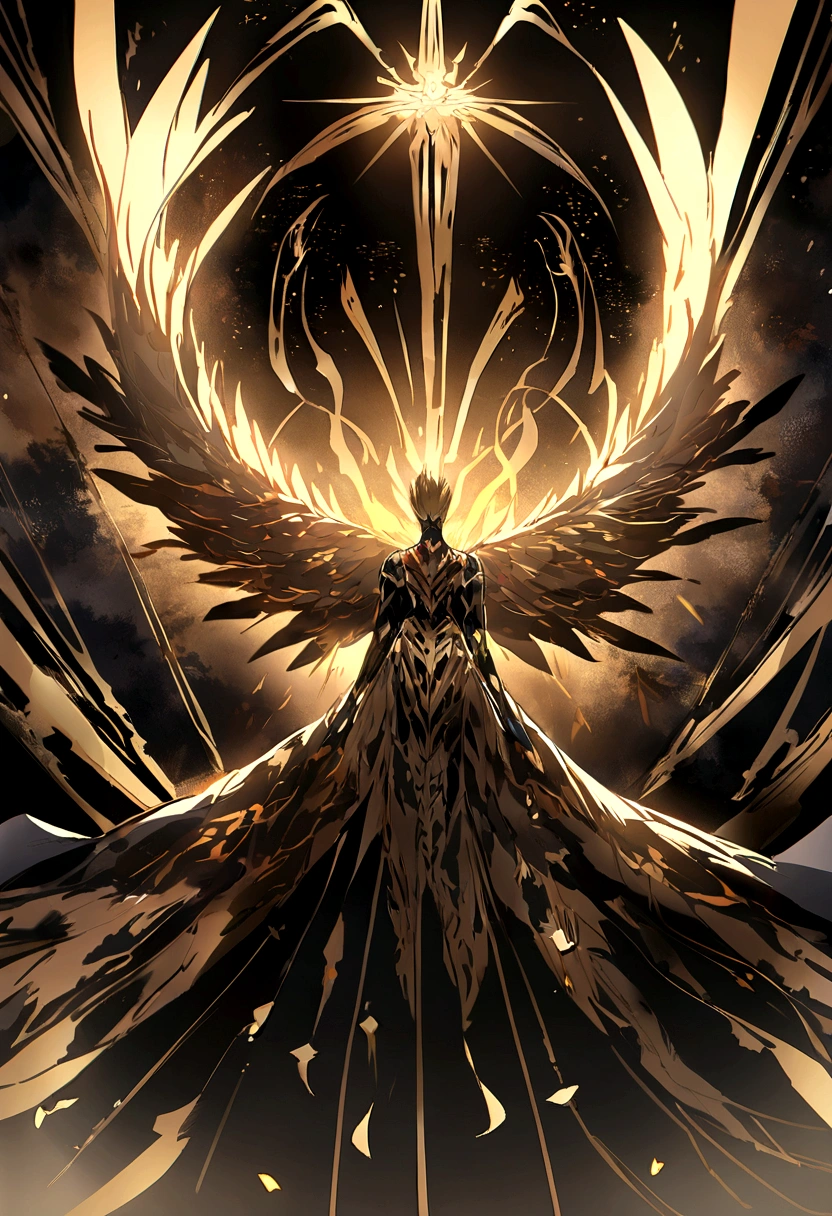 （Birds of God），（Fire Phoenix），（The fire outlined the Phoenix&#39;s body.)，The Phoenix Takes Flight，(Shining with golden light)，alone,night,Multiple silhouettes，First person view elevation angle，Super Detail，Highest quality，masterpiece，（8k)，Very detailed，magnificent work of art