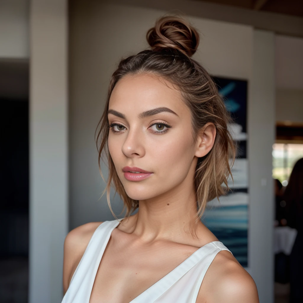 In this mesmerizing scene, our 21-year-old American influencer radiates her charm as she immerses herself in a different activity at an exclusive event. Her presence is as dazzling as ever, showing her versatility and grace in every moment.
This time we find her participating in an art session, expressing her creativity with every brushstroke. Dressed in an outfit that merges the artistic and the elegant, our influencer demonstrates that style can be a form of self-expression. She wears a jumpsuit with a unique design, with fluid cuts and creative details that enhance her silhouette with contemporary elegance. Paired with minimalist shoes and delicate accessories, her look is a sophisticated, fashion-forward style statement. 🎨👗
As she immerses herself in her work, her blonde hair cascades over her shoulders, adding a touch of softness to her image. Her makeup highlights the luminosity of her face and the freshness of her complexion, complementing her focused and passionate expression.
The atmosphere of the art session is full of creativity and emotion, with each stroke capturing the unique essence of our influencer and her inimitable style. Through the lens of the ultra-realistic 8K professional cinema camera, every moment of this scene is captured with stunning clarity, showcasing the grace and elegance of our style muse in all her facets.
