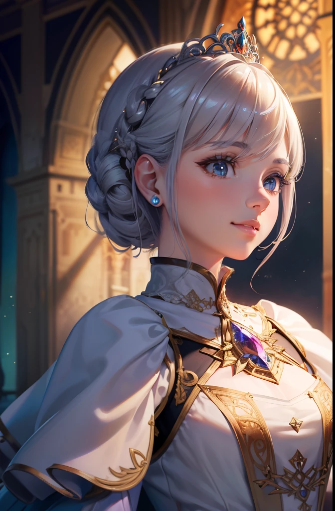 (masterpiece, best quality)
(beautiful detailed dress, intricate patterns, red blush, shinny skin, delicate details)
(videojuego Guardian Tales, princesita de Kanterbury, armadura, exponiendo el trasero, fondo de un castillo)
(Awesome Anime Style, realistic anime 3D style, Unparalleled beauty, Lustrous and firm skin, Silver hair, Beautiful and nice girl, kindly smile, Short hair, French braid hair)
(spoiler alert)
(princesita de Kanterbury en Guardian Tales, mostrando sus espaldas, frente a