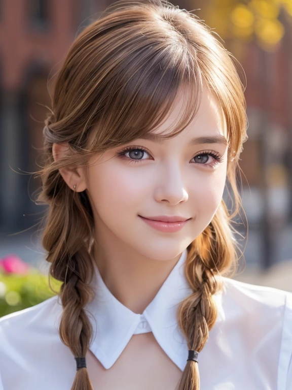 Full body image, masterpiece, Highest quality, RAW Photos, Photorealistic, beautiful girl, cute, Narrow eyes, Hairstyle Arrangement, Depth of written boundary, 非常にHigh resolution, (Realistic and PhotoRealistic: 1.37), High resolutionのRAWカラー写真, Are you okay, Very detailed, Very detaileded Eyes and Face, Sharp pupils Realistic American New York flowers, Colorful flower garden background, Highest quality, Realistic, Ultra-fine, delicate, High resolution, 8 8k wallpaper, One beautiful woman, Blonde braids, A large cleavage is visible, collar open、Wearing an attractive see-through dress shirt, Sharp focus, Perfect dynamic composition, delicate and beautiful eyes, Thinning hair, fine and Realistic skin texture, Fine details, Model Body Type Thinning hair, fine and Realistic skin texture, smile, Dynamic Angle, Full Body Shot, elegant, Model Body Type, Highest quality, Realistic, Very detailedな, Fine details, High resolution, 8k wallpaper, One beautiful woman,,, Light brown messy hair, Wearing a business suit, Sharp focus, Perfect dynamic composition, Beautiful and detailed, Thinning hair, Are you okay And Realistic Skin Texture, smile, Close-up portrait, Model&#39;s body type, Cleavage, Poetic shots, Glare and Shadows, aestheticism, Depressing Movies 