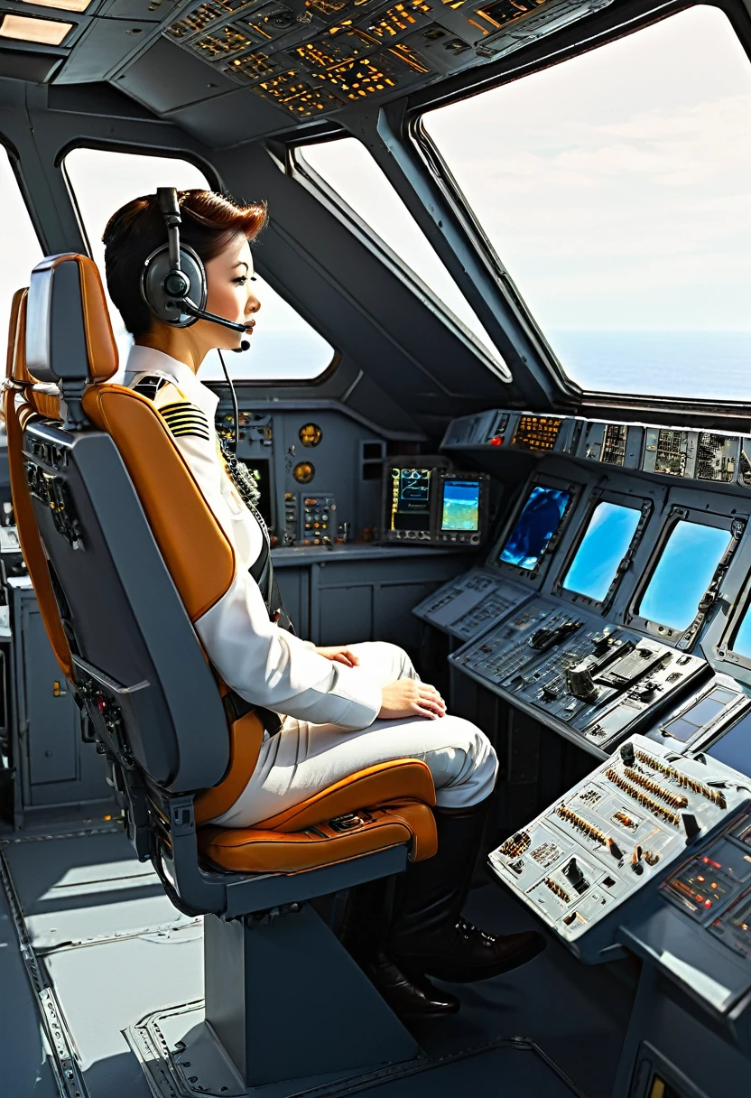 Starship cockpit, side view, pilot seat, no people