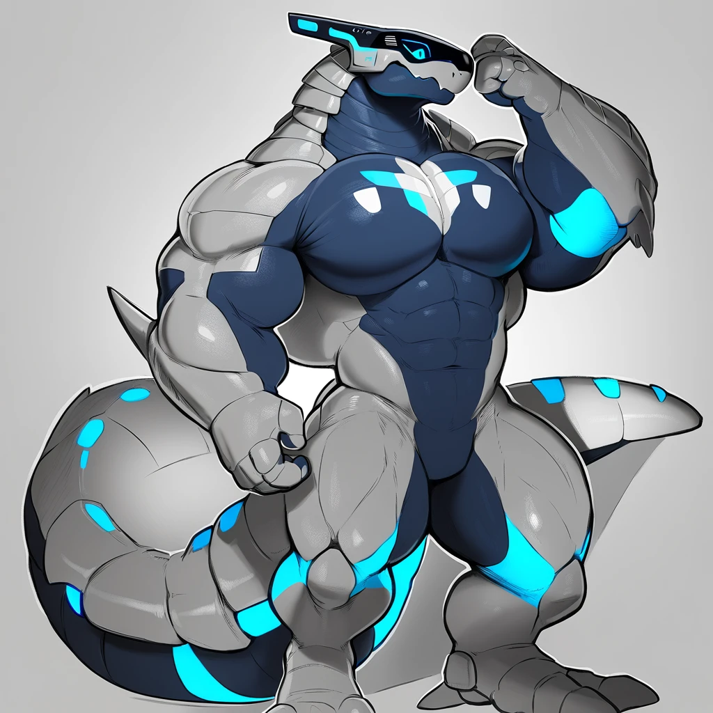 synth head, synth (species), synth_(vader-san), cyber synth anthro, bara, muscular, barazoku, bara body type, huge pecs, detailed muscles, very muscular, huge arms, defined muscles, thick thighs, accurate anatomy, white black and blue color scheme,glowing details, high resolution, clear focus, high detail, complex details, clear focus, super detailed, 8K, colorful, vivid color, digital art, artificial, robotic, flat colors, refsheet, character concept, strong jaw, thick thighs, giant biceps, huge hairy pecs, muscular, big tail,full body, detailed hands, detailed eyes, detailed face, detailed arms,anthro, muscular, abs, (detailed:1.5), male, 8k hd, by daftpatriot, by dacad