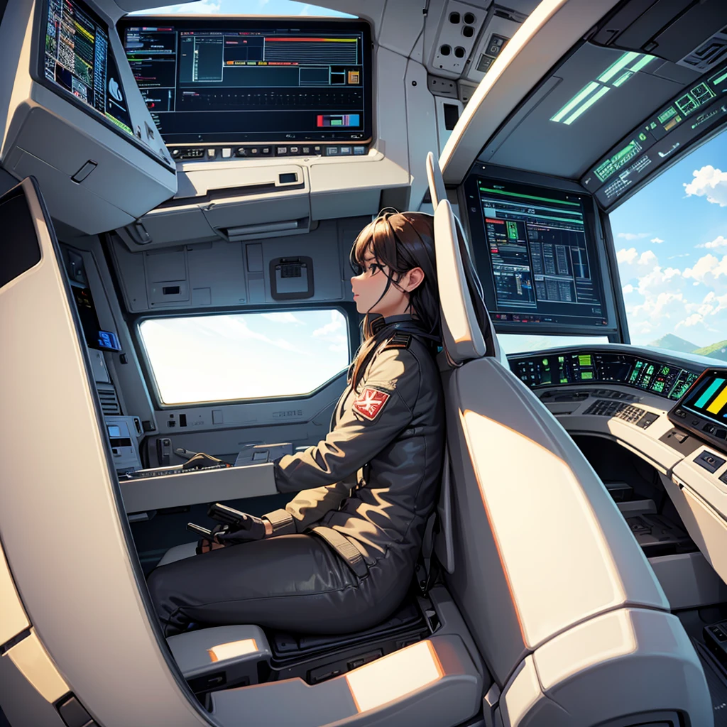 Starship cockpit, side view, pilot seat, no people