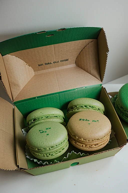 Green milk macarons box