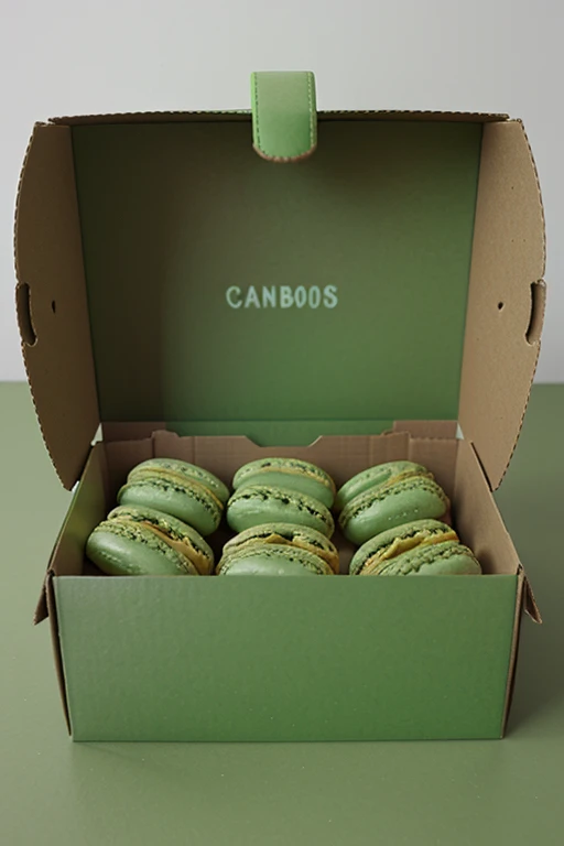 Green milk macarons box