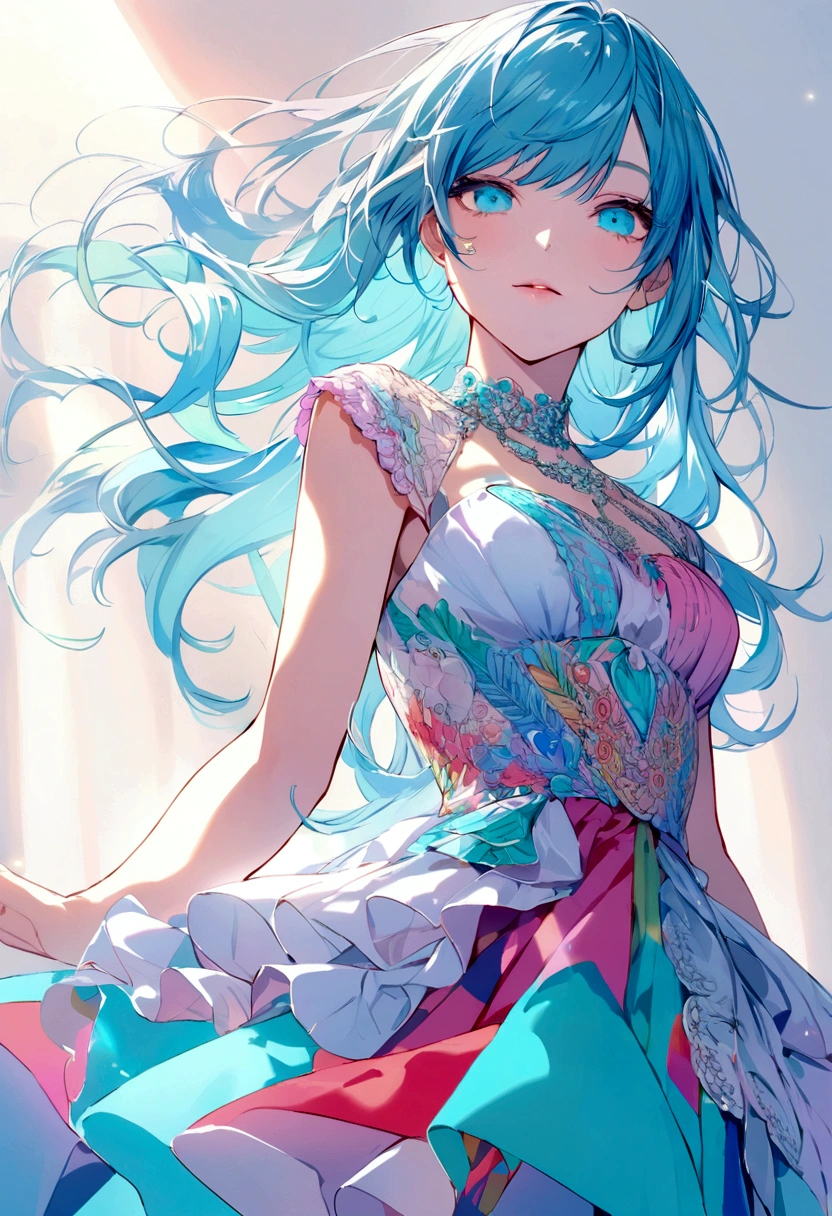 He would have turquoise blue hair and would dress in colorful, modern clothing.