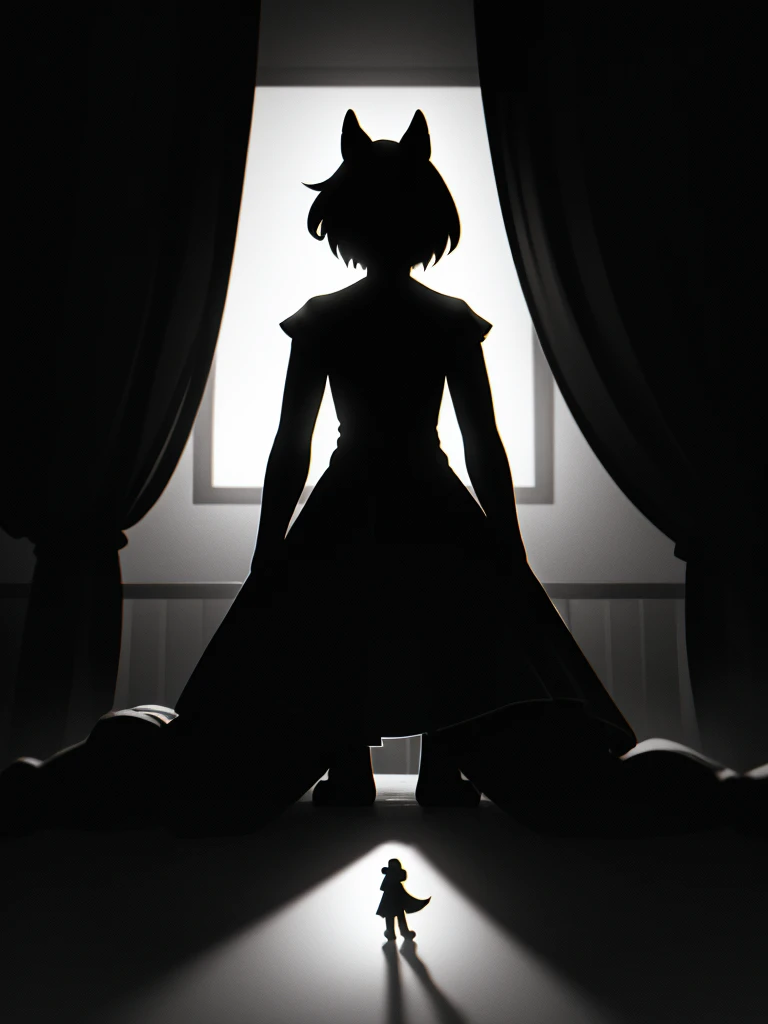 Hallucination, daydream , nightmare , Insane Dream , bokeh , Jeux interdits , old monochrome negative film , (High contrast:1.2), (Silhouette Romance) , petting , stand up male and all fours female , Pleasure