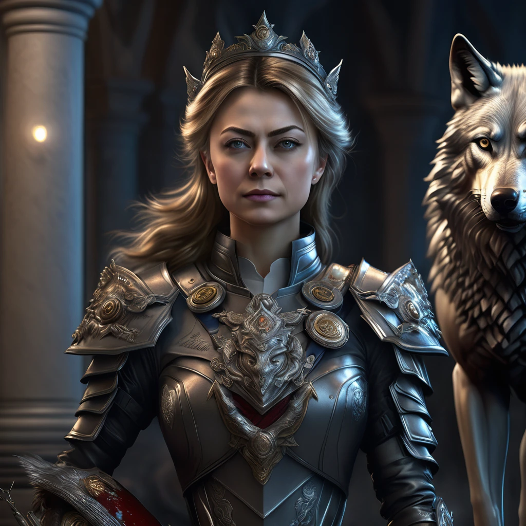 4k highly detailed realistic digital extremely high quality RAW photograph, a portrait photo of Natalia Poklonskaya that lived with wolves her whole life is now leading them to battle. torn clothes exposing (nude:1.4) body, armored pauldrons, fangs, curled horns, big breasts, ((snow and blood)), ((wolf tattoos)), epic, hyperrealistic, hyperrealism, 8k, cinematic lighting, greg rutkowski, wlop, (f1.8 short focus bokeh)