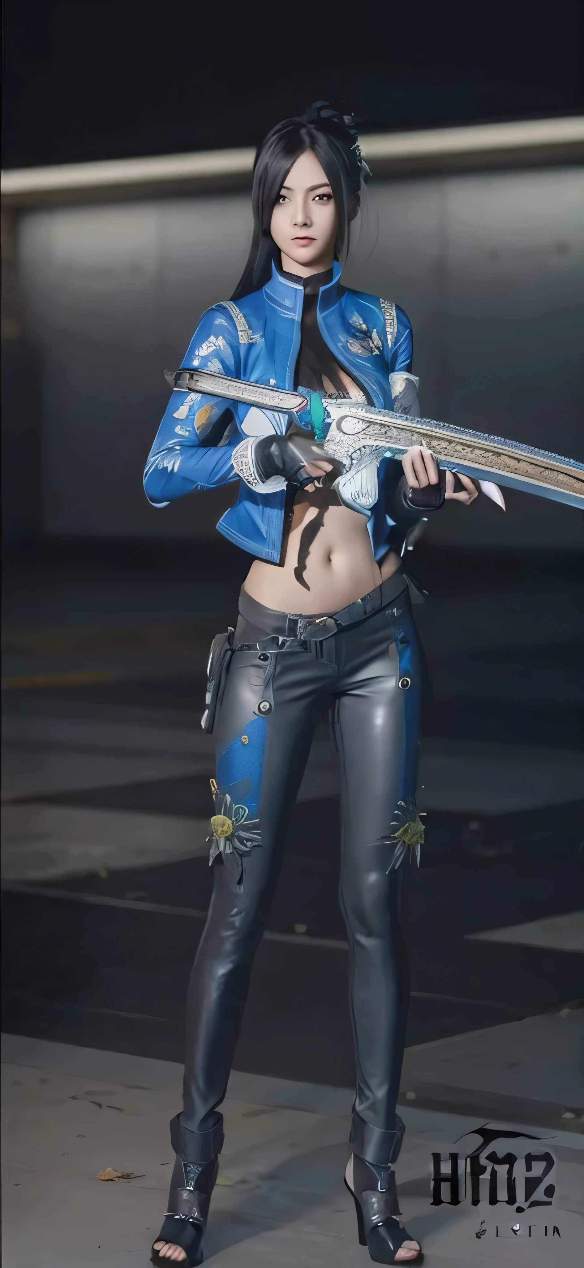 a close up of a person in a costume with a sword, as a character in tekken, female character, tifa lockhart with white hair, katana zero video game character, lunar themed attire, kda, slim body, cyborg - girl with silver hair, upper body avatar, (( medium breast;1.2)), fashion gameplay screenshot, fighting game character, new character, floralpunk elysian maiden, sigma female