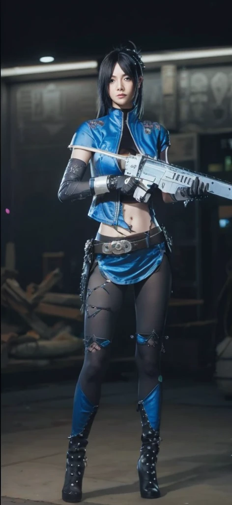 a close up of a person in a costume with a sword, as a character in tekken, female character, tifa lockhart with white hair, katana zero video game character, lunar themed attire, kda, slim body, cyborg - girl with silver hair, upper body avatar, (( medium breast;1.2)), fashion gameplay screenshot, fighting game character, new character, floralpunk elysian maiden, sigma female