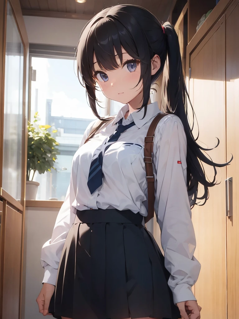 You can see inside her skirt、Not wearing pants、I can see the pussy