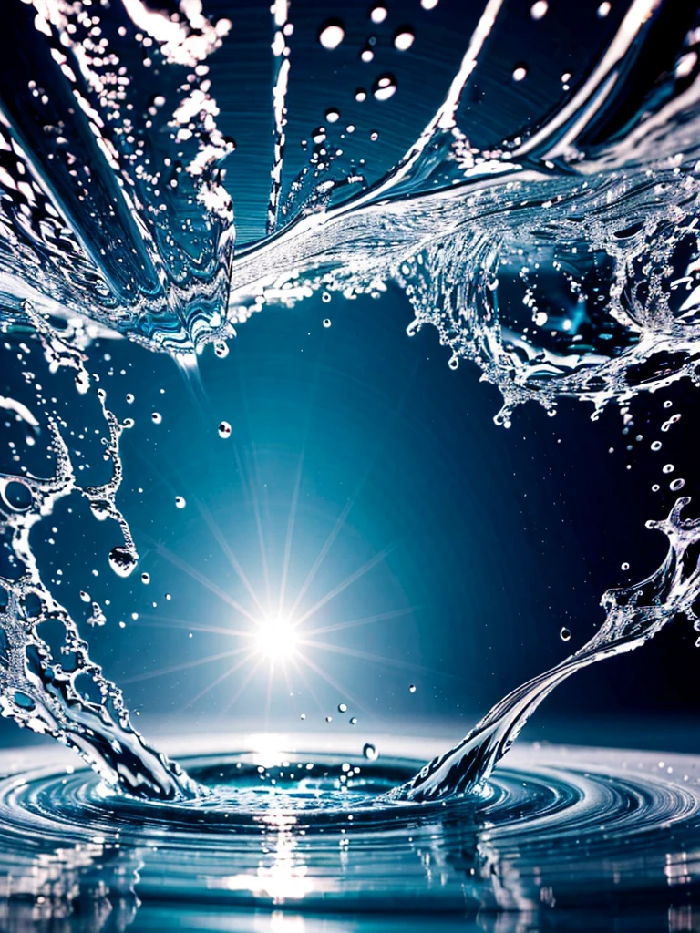 water splash from center on white background, high clarity, high resolution, 8k.