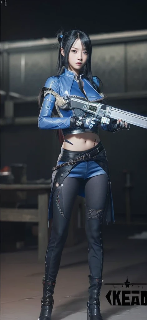 a close up of a person in a costume with a sword, as a character in tekken, female character, tifa lockhart with white hair, katana zero video game character, lunar themed attire, kda, slim body, cyborg - girl with silver hair, upper body avatar, (( medium breast;1.2)), fashion gameplay screenshot, fighting game character, new character, floralpunk elysian maiden, sigma female