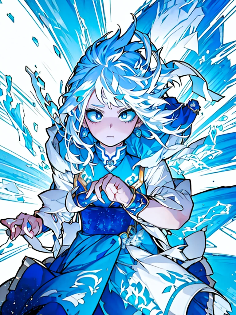 One beautiful girl、cute、Long eyes、Close your mouth、White skin、Crystal blue hair、Blue eyes that shine like jewels、beautiful、long hair、Miko costume、Highest quality、Super detailed、masterpiece、View Viewer、Biologically correct structure