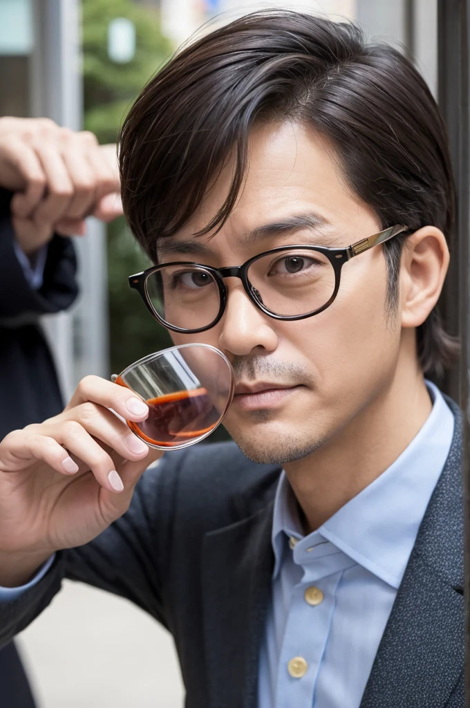Tax increase glasses、rubbish、Middle-aged man