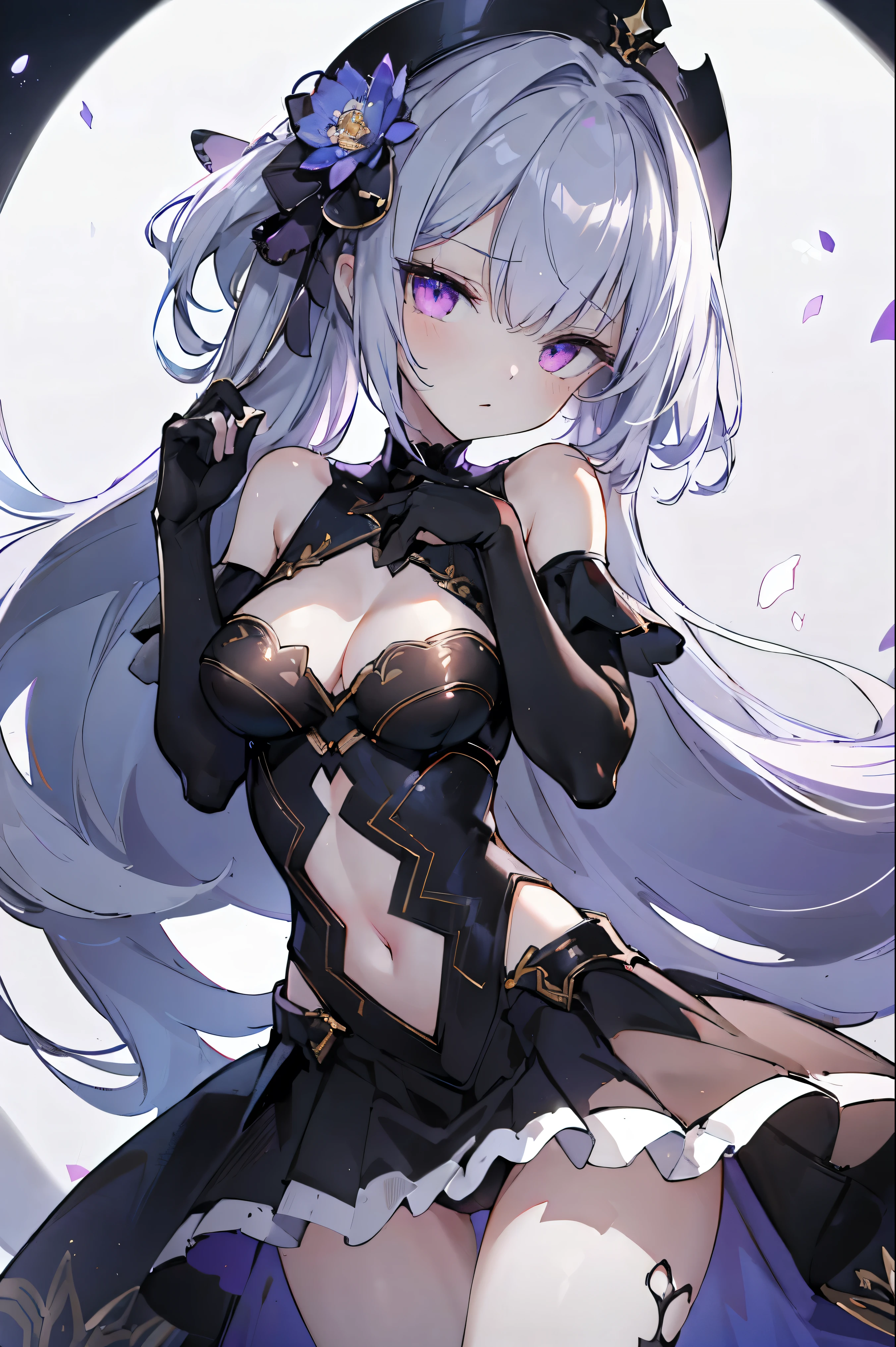 1girl, anime, cute girl, blank background, white background, fantasy, detailed fantasy dress with highlights, beautiful face, beautiful eyes, dark colors, black hair with multicolor streaks, red eye with different color pupil in eye, multicolor eye, medium breasts, slight cleavage, beautiful skin, cute, breast curtains, extremely delicate and beautiful, (beautiful detailed face:1.0), (detailed deep eyes), symmetrical breasts, deep eyes, shiny skin, portrait, slender waist, hips wider than shoulders, thighs, expressionless, young girl, luminous eyes, adorable,(Kpop idol),(aegyo sal:1),(Platinum blonde hair:1),((puffy eye)),Black panty,sexy posture,Superskirt, Ultra-high resolution,Black collar,slim figure, Abdominal y tattoo, womb tattoo,Tight-fitting leg ring,y tattoo on half-body,Bare skin, Armored hand,Hidden fingertips,Hand covered,Arm covered,Fist covered,{{beautiful detailed fingers}}, tufts of hair, moderate beautiful breast:1.0,(masterpiece:1.2), best quality, high-res, HDR, perfect face, intricate armor, delicate blue filigree, intricate filigree, red metalic parts, detailed part, dynamic pose, dynamic lights, cute face, neutral expression, shuimobysim, lotus, hanfu, maxi skirt, dress conservatively 1girl, solo, long blue hair, standing, One lady,14years,((White hair) ,(Shiny purple bodysuit with microskirt),((Fantasy, Moon Night)), gradient_eyes,