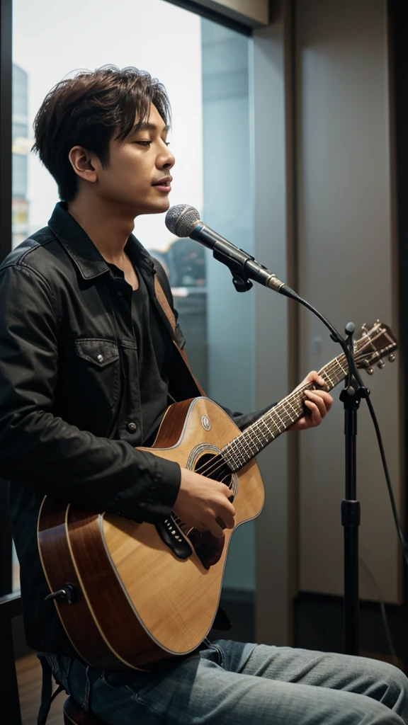 Men's age 45th、acoustic guitar、Singing、mystical
