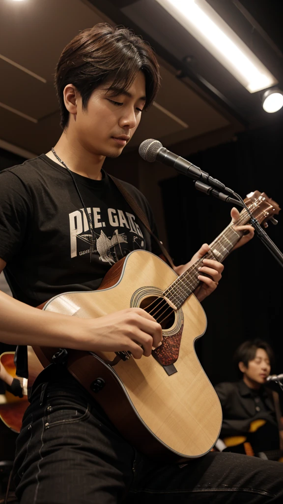 Men's age 45th、acoustic guitar、Singing、mystical