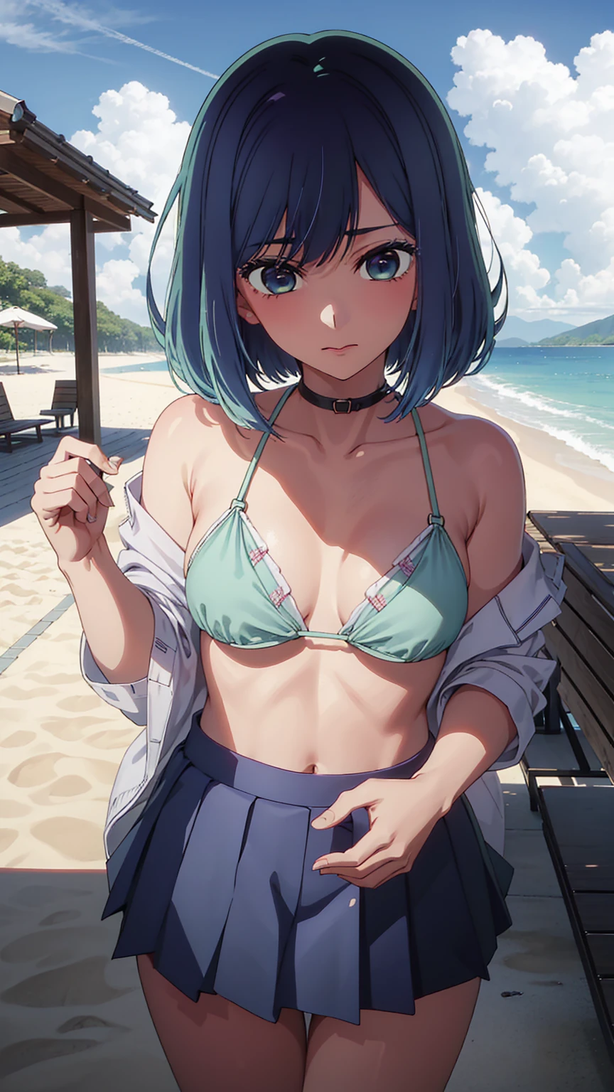 akane kurokawa,naked,Blue Hair,naked,hot,sexy,beautiful,Perfect body,One girl,Moderate ,masterpiece,Perfect Face,Expressive Face,naked,Strand,Bikini Tops,Not jacked up,short skirt,nur Bikini Tops,Jung,not big,short tighs,short,18-year-old,Beach,Moderate 