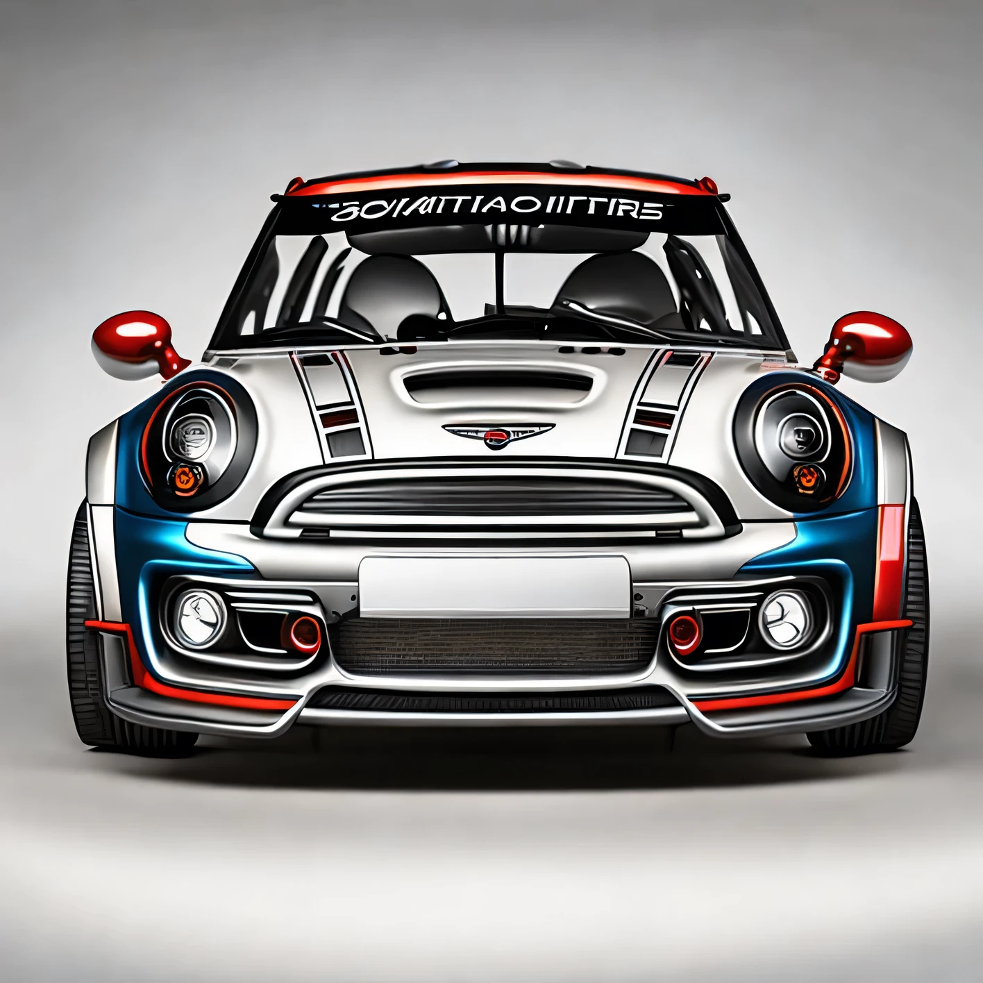 wire drawing model of R56 JCW mini Cooper S front view