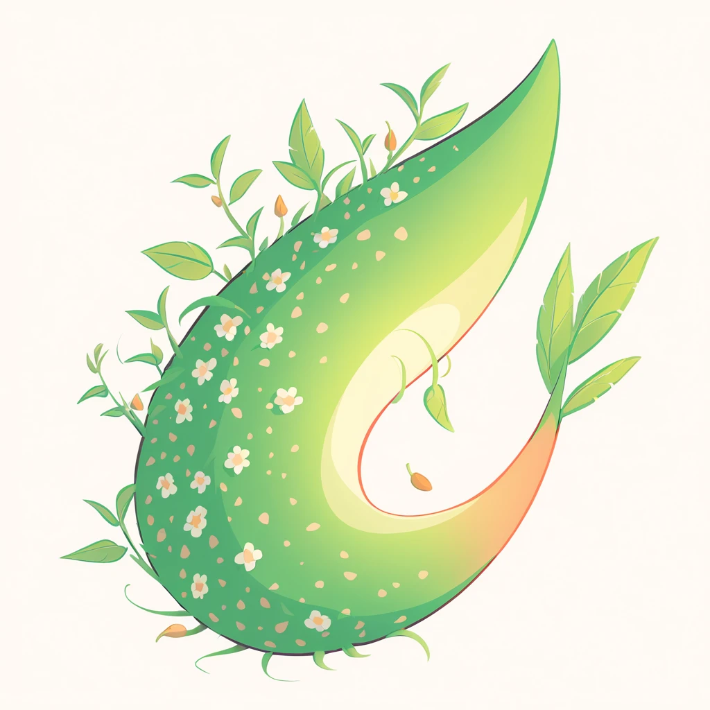  it grows by gaining nourishment from the seed on its back in summer art style