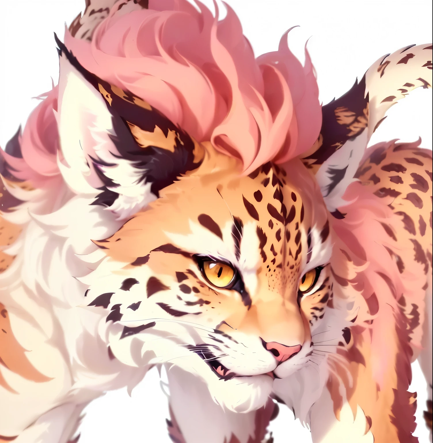 there is a paper sculpture of a cat with a pink mane, anthropomorphic lynx, intricate ornate anime cgi style, detailed digital anime art, humanoid cheetah, very very beautiful furry art, furry fantasy art, striking detailed artstyle, 8k high quality detailed art, lineless, cute detailed digital art, loish and wlop