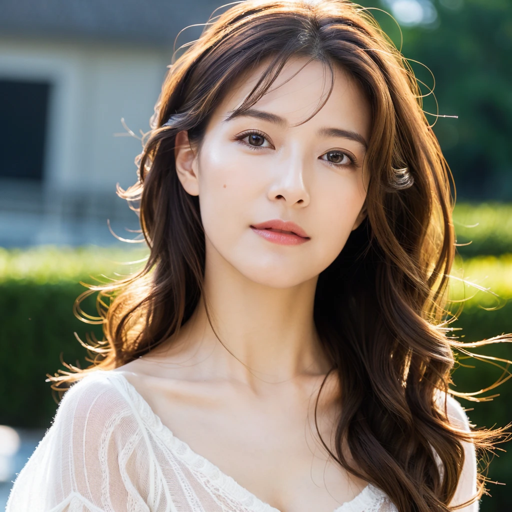 Beautiful mature woman with wavy long hair, Ultra-high resolution,(Realistic:1.4), ((Highest quality)), ((masterpiece)), (be familiar with),
