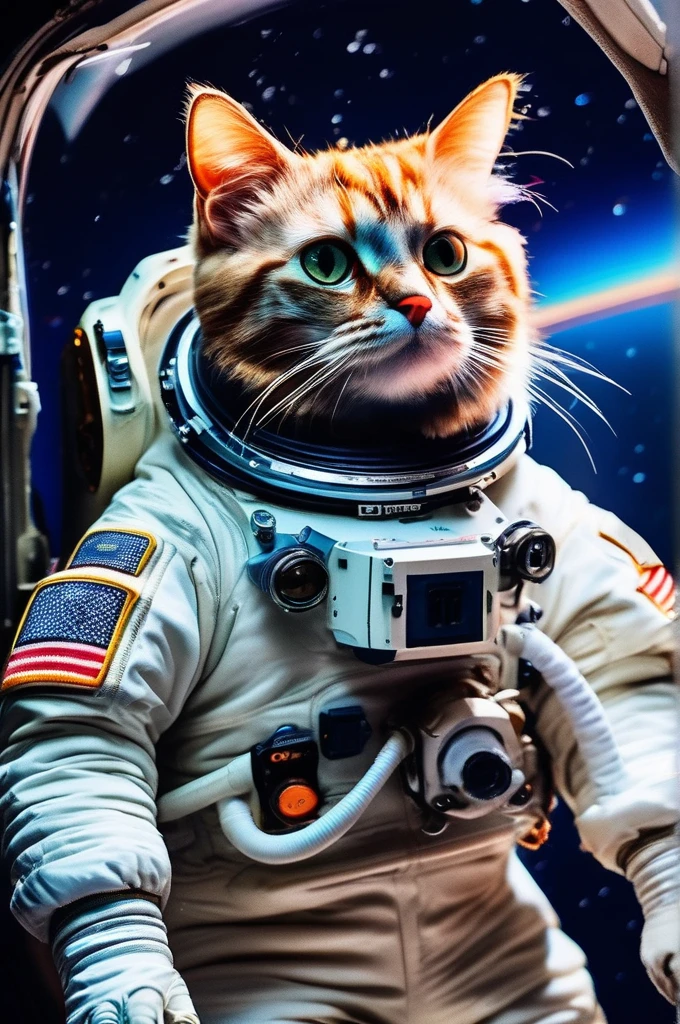 RAW Photos, delicate, Highest quality,Hyper Detail, In detail,  8k, 32k, masterpiece,(Ultra-high resolution:1.2),Cat in a space suit、The breath is depicted in white.、It&#39;s snowing、Take a helmet、The mission to the moon is ready, In the snowy forest、Cloudy Trees々and crunchy, cold,Hide in burrows and tree holes,Rim Light