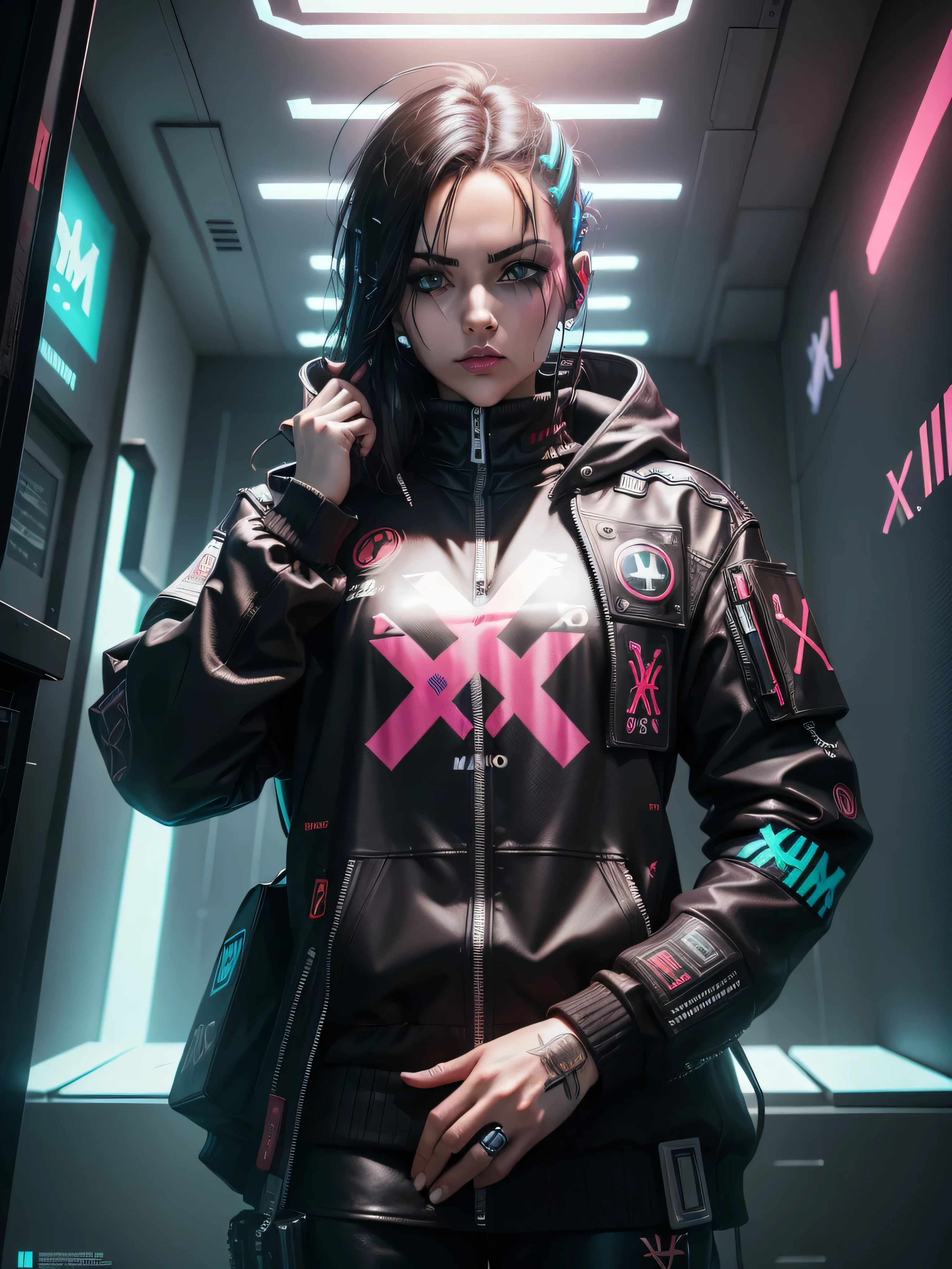 ((Logotipo de um X)), tech art, ((Estilo cyberpunk | Cybernate | Estilo futurista)), arte 3D digital ultra realista.