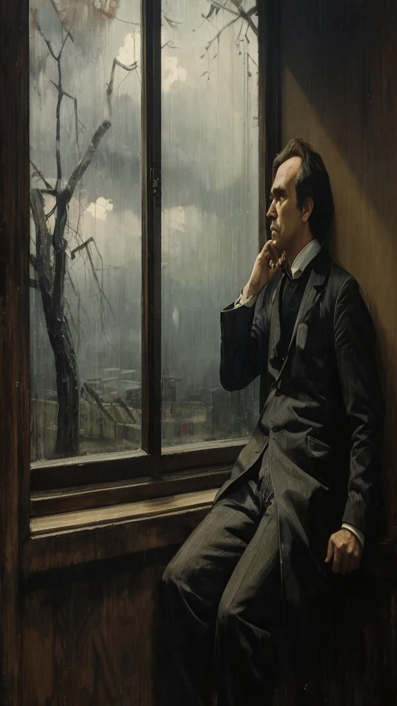 Red, love, Fredrich Nietzsche, anime style, deep thinker, serious vibe