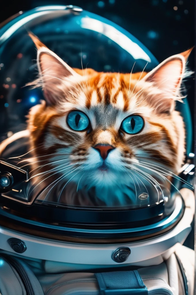 RAW Photos, delicate, Highest quality,Hyper Detail, In detail,  8k, 32k, masterpiece,(Ultra-high resolution:1.2),Cat in a space suit、The breath is depicted in white.、It&#39;s snowing、Take a helmet、The mission to the moon is ready, In the snowy forest、Cloudy Trees々and crunchy, cold,Hide in burrows and tree holes,Rim Light