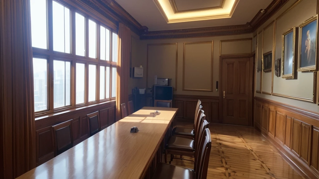 (Best Quality,4K,8k,High resolution,masterpiece:1.2),Ultra-detailed,(Realist,fotorRealist,fotorRealist:1.37),In the courtroom,Nobody is here,Angle from the gallery,anxiety、fear、indoor、There are no windows.,