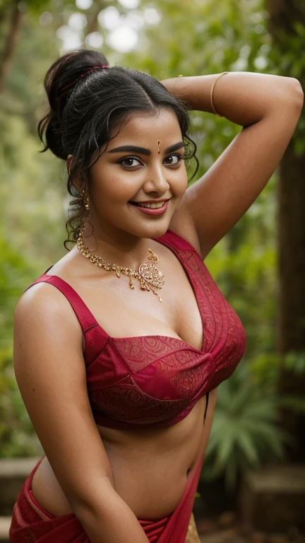 Photo of a kerala village woman (like Amazon woman), 20 years old,hottest, traditional, rain bathing n forest, chubby voluptuous plus size, thick thigh, wet amazon,busty saggy breast : 2.5, clear face,full body, glamourous, daylight, r4w photo, masterpiece, ((((Extremely Realistic)))), Realism, Raw photo, Photography, High detailed , photorealistic, shot on sony vanice camera,DDRFashion ,fire bokeh,DDRFashion
