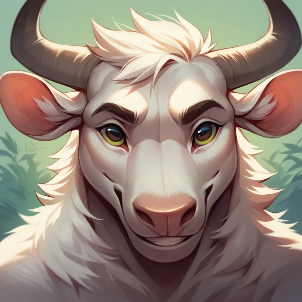 Create img of a cow, a goat, and a buffalo, smiling to the camera. Close up view from peeking hole.