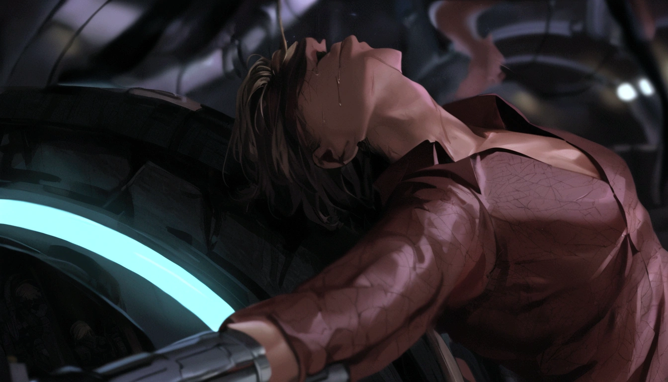 kristanna loken terminator tx stuck in a particle accelerator, his whole body glued to the particle accelerator