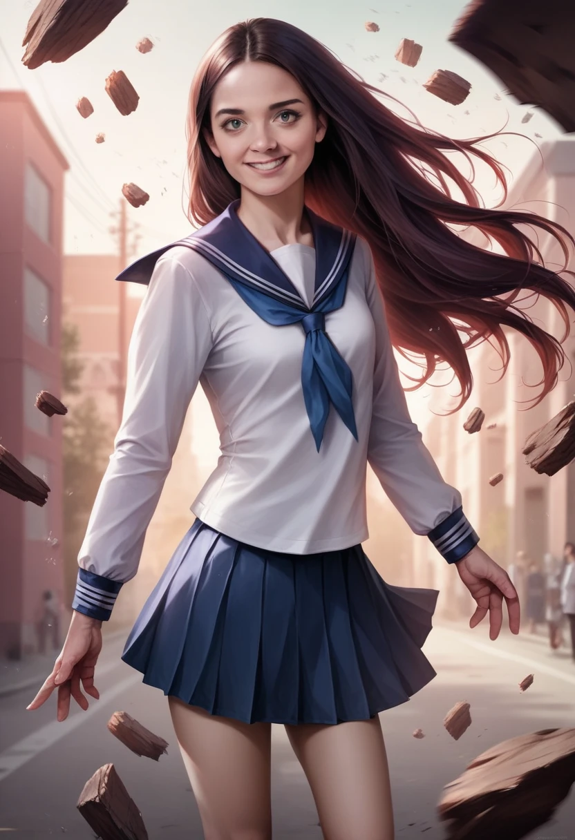 1 girl, (Please wear your high school uniform:1.2), (:1.5), (original Cai Neihua), Young Face, Cute face, (RAW Photos, highest quality), (Realistic, Photorealistic:1.4), Flying debris, Sharp focus, Very delicate and beautiful, Very detailed, 2k wallpaper, wonderful, finely, Very detailed CG Unity 8K wallpaper, Very detailed, High resolution, Soft Light, Beautiful detailed girl, Very detailed目と顔, Beautiful and detailed nose, Beautiful and detailed, Blake Springs Street Corner, Cinema Lighting, Perfect Anatomy, Slender body, Straight and long, Long Hair, Parted bangs, An innocent smile, (Looking at the audience),Navy blue sailor suit、looking at the camera、cute、clear