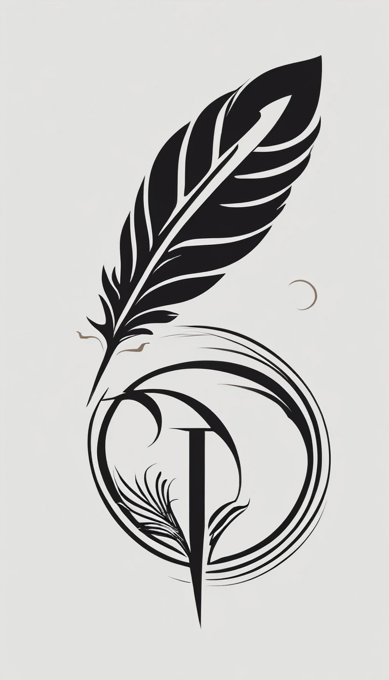 Create a poetic, unique symbol for a film production company based on stories and music. The logo should be a Feather that is also a bird. Minimalist symbol design