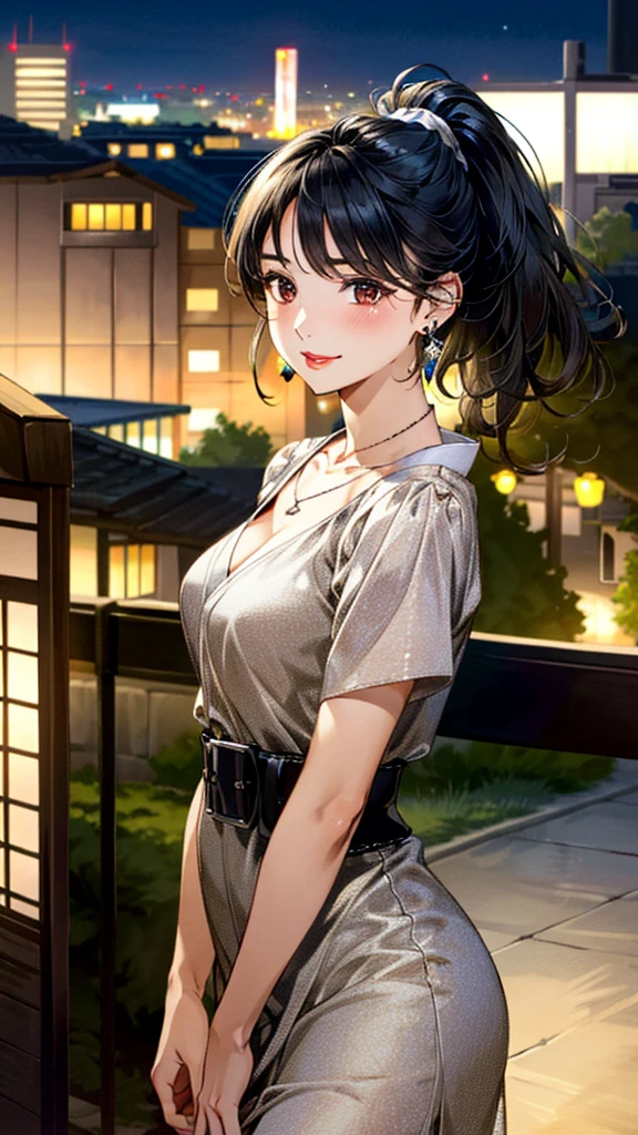 Solo Girl,Standing in the park,Casual summer knit dress,(Flower Hair Ornaments,Braided top knot,Twisted Side Part Ponytail Braided Headband,Half Up、Braided Space Van,Voluminous fishtail braid,Twisted pan),(The bangs are see-through),(((Accentuate your breasts:1.3))),(Dynamic Angle),(Dynamic and sexy pose),(Lean forward:1.3),(((A majestic statue))),Clothing gets messy due to movement,Playing with the chest,hairpin,necklace,Earrings,Beautiful woman,.Perfect Face,With a round face,(A smile that makes people happy:1.7),Big and ample breasts,,Intricate details,Very delicate and beautiful hair,Photorealistic,dream-like,Realistic Shadows,Focus Only,Beautiful Hands,Beautiful fingers,Detailed functions of the fingers,Detailed characteristics of the garment,Detailed characteristics of hair,Detailed facial features,、(Professional Lighting),(Photorealistic:1.3),(RAW Photos.),(highest quality,Ultra-high resolution output images,) ,(8K quality,),(Picture Mode Ultra HD,)