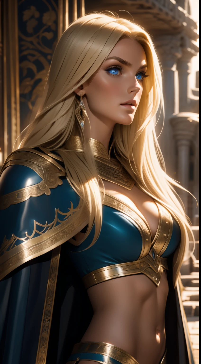 Gorgeous Woman, Valkyrie, Long blonde hair, blue eyes, detailed facial features, proportional hands, proportional fingers, leather armor, fur cape, viking ship,