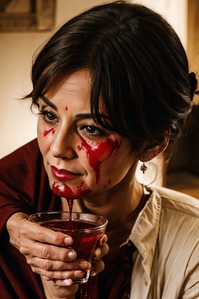 Old women drinking blood