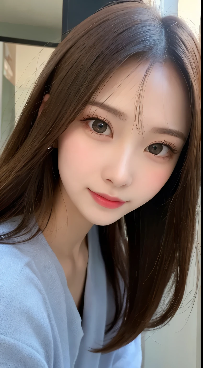 Tabletop, Highest quality, shape, Very detailed, finely, High resolution, 8k wallpaper, 完璧なダイナミックな構shape, Beautiful and exquisite,ランダムなcute髪,,Natural color lip、20-year-old girl、cute、Looking into the camera,Always blur the background,Perfect and beautiful face,Slim face and figure,Big eyes、Putting on gal makeup,Small face,Shooting from below、Blurred Background,Elegant feminine face、Cyberpunk Fashion、smile、Change pose randomly、Randomly change the shooting angle and position、Summer fashion for women