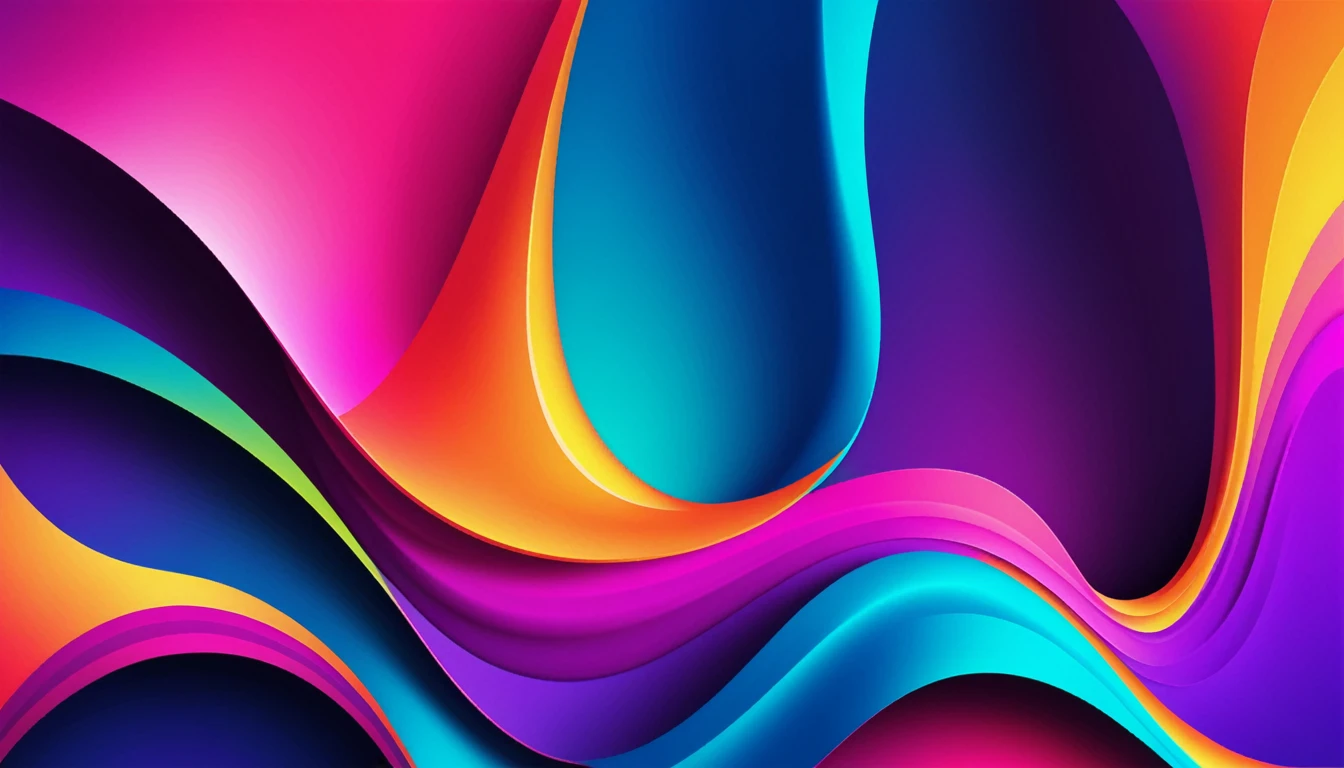 Create a vibrant, abstract background with fluid shapes and gradients in bold, eye-catching colors. The design should be dynamic and visually engaging.
