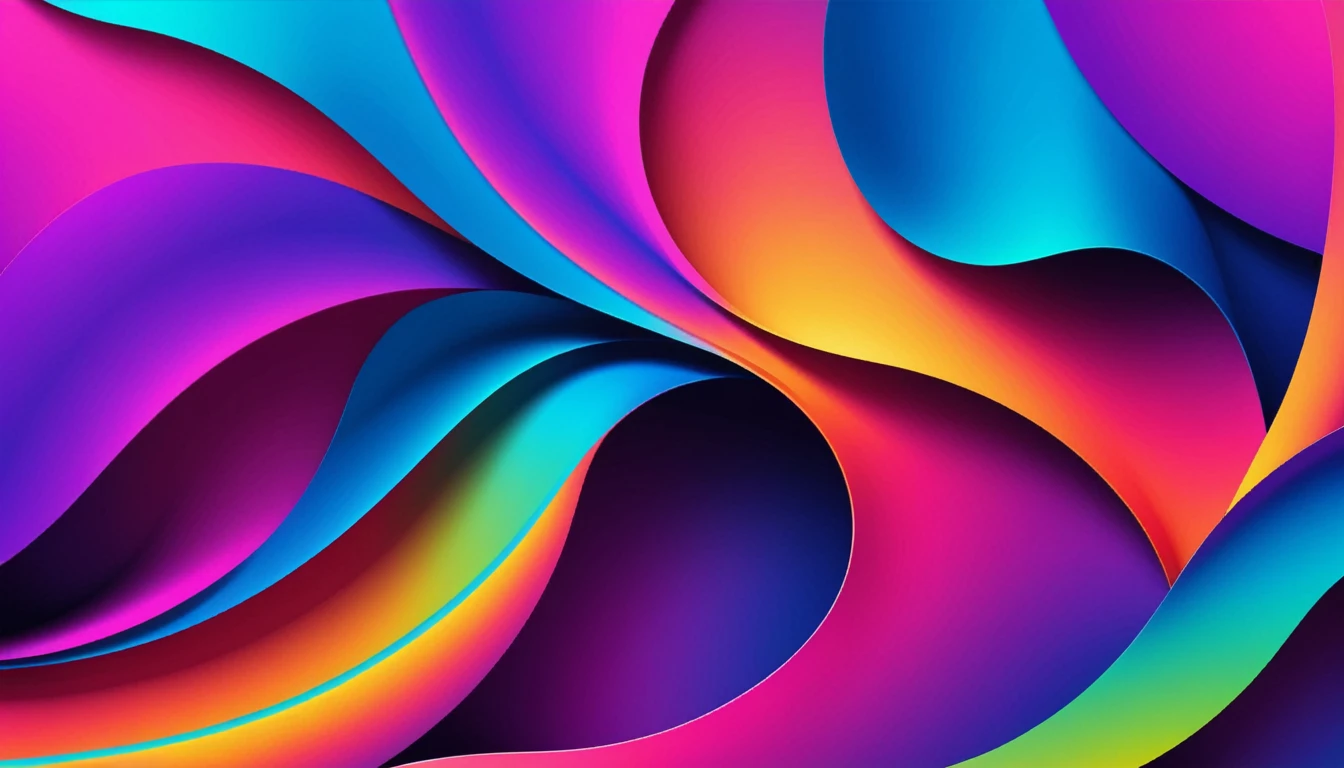 Create a vibrant, abstract background with fluid shapes and gradients in bold, eye-catching colors. The design should be dynamic and visually engaging.