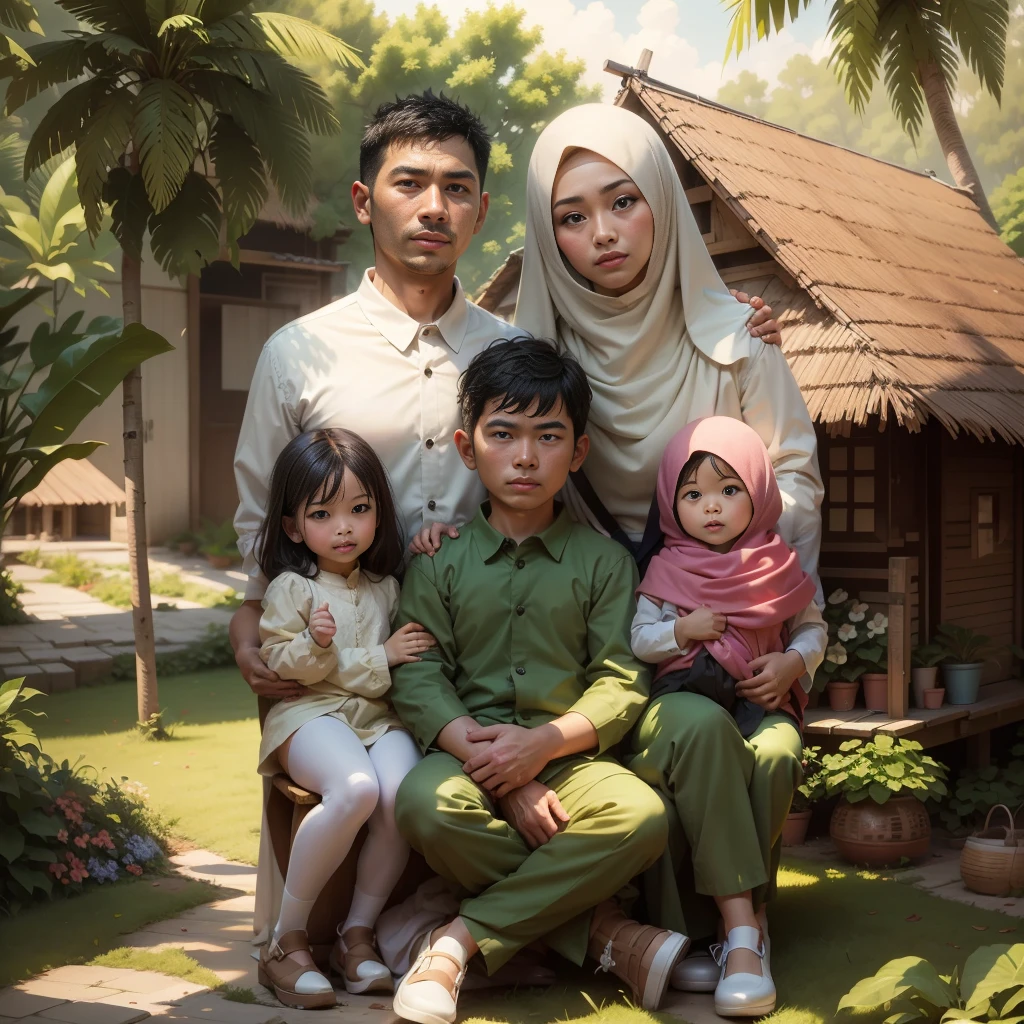 arafed family posing for a picture in front of a house, an indonesian family portrait, happy family, realism artstyle, family portrait, digital cartoon painting art, cartoon digital painting, cartoon digital art, barong family, digital art cartoon, cartoon style illustration, full protrait, potrait, realistic cartoon, photorealistic!!!!!!! art style, by Abidin Dino
Preparing