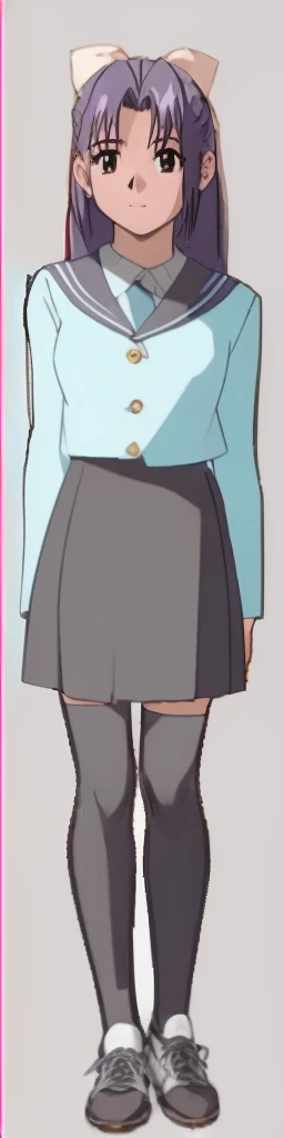 The tall and shapely Momoko Koigakubo is standing in a sailor uniform with a dark blue mini skirt.。