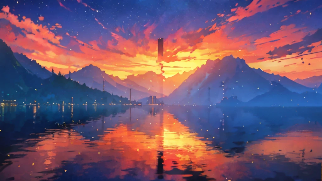 The towering mountains are reflected in the calm waters of the beach 、Hawaii, palm trees,Peaceful scenery scene in anime style. By Makoto Shinkai, Anime Art Wallpaper 4K, Anime Art Wallpaper 4K, anime art wallpaper 8 k, Anime wallpaper 4K, Anime wallpaper 4K, 4K anime wallpaper, Anime Sky, Great wallpaper, Anime Background, Planets in the background, Anime Background art